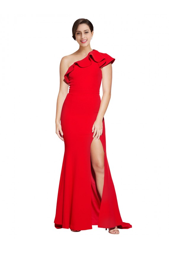 Stretch Crepe One Shoulder Sheath Red Semi Formal Evening Dress / Prom Dress / Bridesmaid Dress Manchester