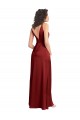 Stretch Satin V-Neck V-Back A-Line Burgundy Formal Dress / Bridesmaid Dress Manchester