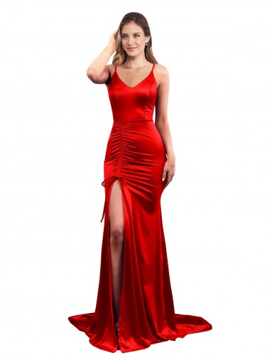 Stretch Satin Sweetheart Low Back Mermaid Red Evening Dress / Bridesmaid Dress Manchester