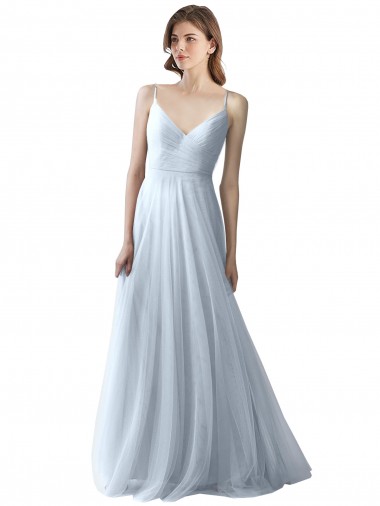 Soft Tulle V-Neck A-Line Light Sky Blue Bridesmaid Dress Manchester