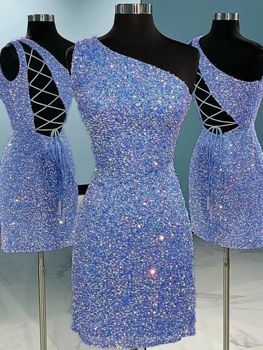 Velvet Sequin One Shoulder Sheath Prom Dress Manchester