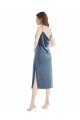 Stretch Velvet One Shoulder Sheath Dusty Blue Semi Formal Evening Dress / Prom Dress / Bridesmaid Dress Manchester