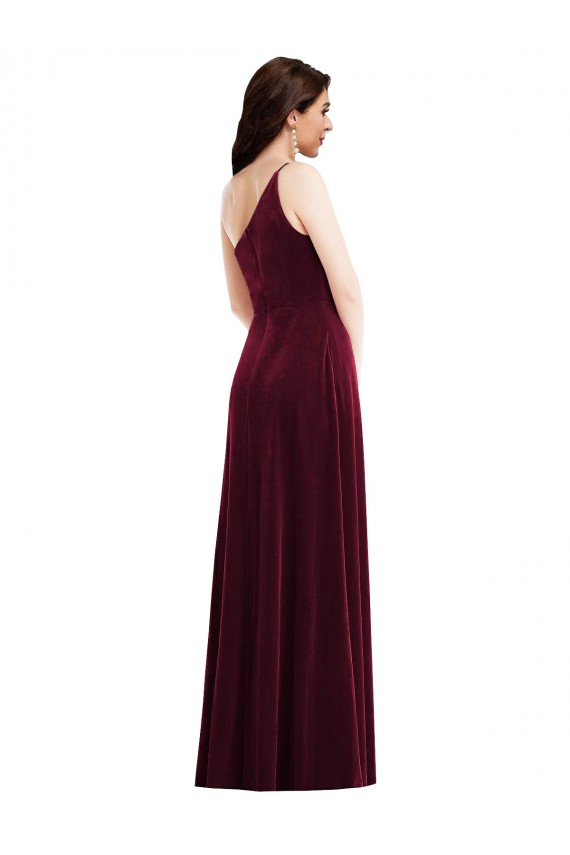 Stretch Velvet One Shoulder Trumpet Burgundy Black Tie Evening Dress / Prom Dress / Bridesmaid Dress Manchester