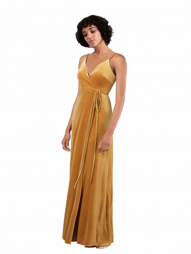 Stretch Velvet V-Neck V-Back Column Gold Black Tie Evening Gown / Prom Dress / Bridesmaid Dress Manchester