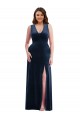 Stretch Velvet V-Neck Sheath Dark Navy Formal Plus Size Evening Gown / Prom Dress / Bridesmaid Dress Manchester